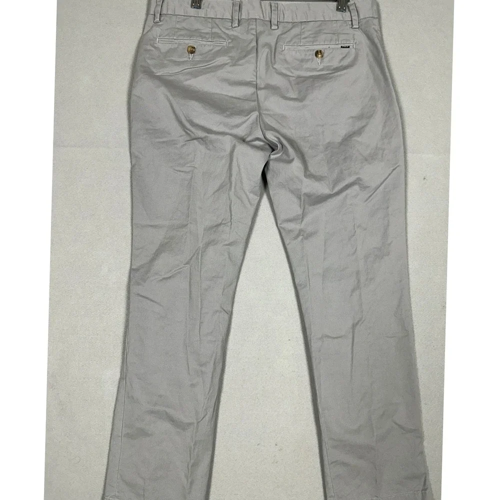 Polo Ralph Lauren Pants Mens 33X30 Grey Khakis Chino Stretch Slim Fit Flat Front